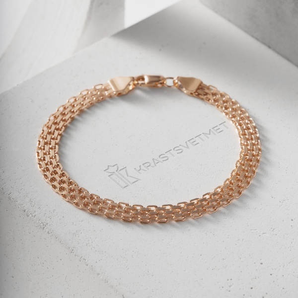 Браслет из красного золота, плетение «Бисмарк двойной»